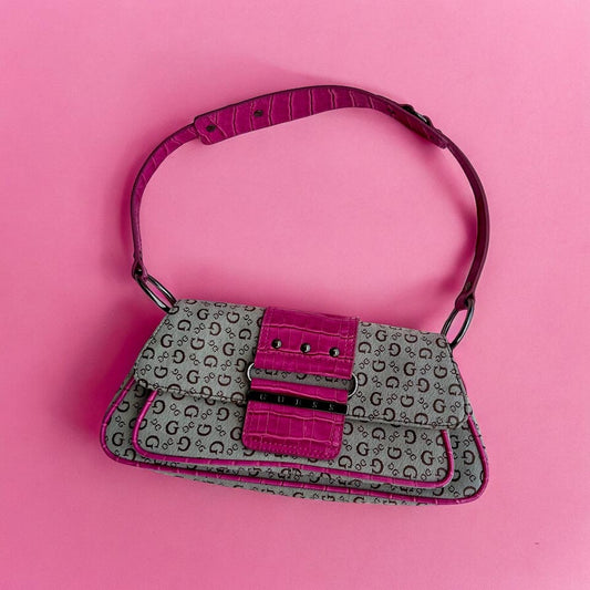 Y2K Guess Shoulder Baguette, Streetwear Shoulder Purse