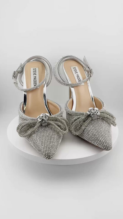 Steve Madden Coquette Rhinestone Bow Pointed Stiletto Heels (US 6.5M)